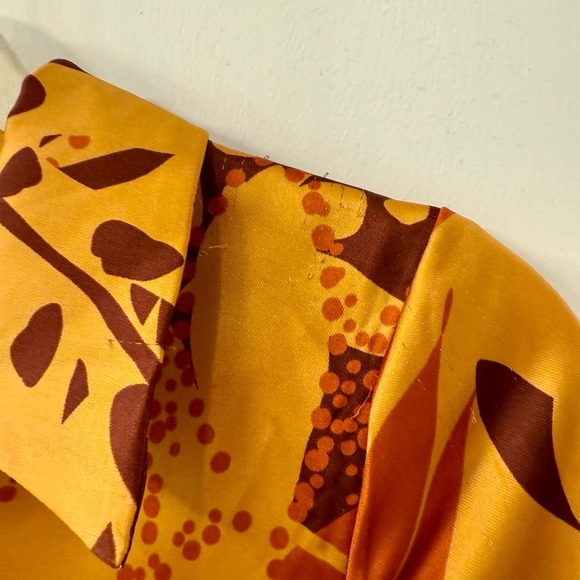 House Of Harlow Satin Button Down ShortSleeve Tropical Boho Retro Top Blouse- XS - Picture 5 of 8